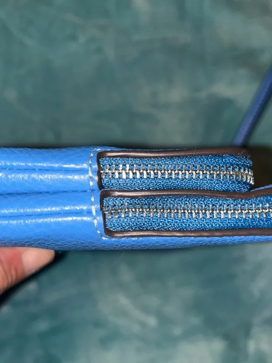Coach Blue Pebbled Leather Wristlet - Picture 5 of 9